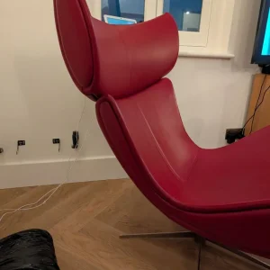 Genuine Boconcept Imola Armchair and footstool - Red leather - Image 4