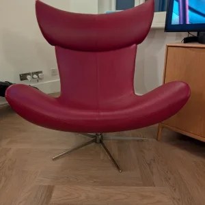 Genuine Boconcept Imola Armchair and footstool - Red leather
