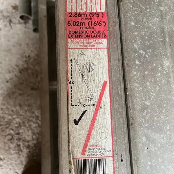 Extending Ladders Max Height 16’6”