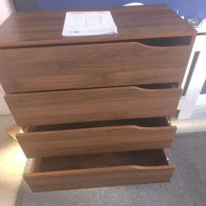 sweeek - 4-drawer chest with walnut wood effect Nepal Walnut wood-effect - Image 4