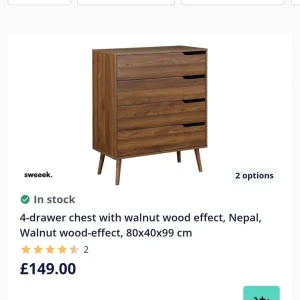 sweeek - 4-drawer chest with walnut wood effect Nepal Walnut wood-effect - Image 8