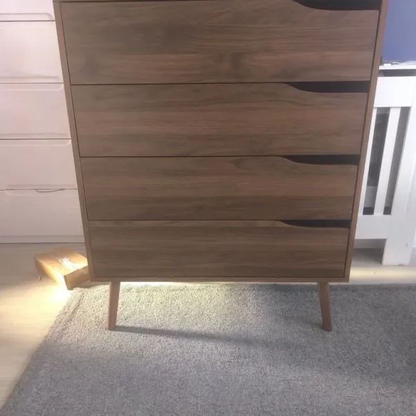 sweeek - 4-drawer chest with walnut wood effect Nepal Walnut wood-effect