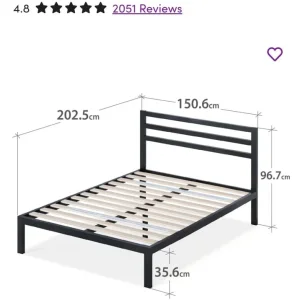 king size Metal Bed with Slatted Headboard - Image 3
