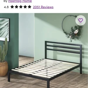 king size Metal Bed with Slatted Headboard