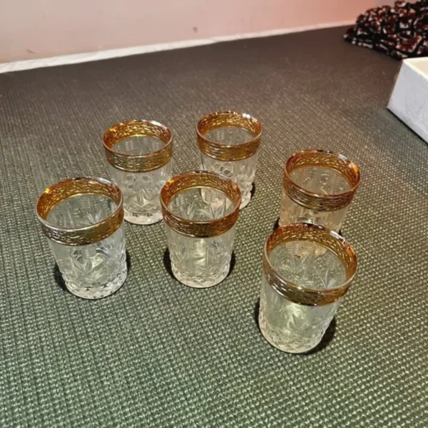 Six Glass Tumblers with Detailed Engraving