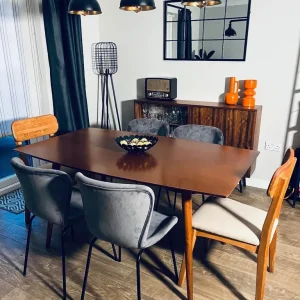 Bespoke basically new dining table set for 6 in mid.century- modern style - Image 5