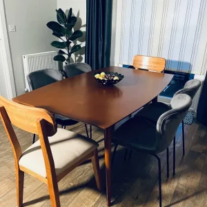 Bespoke basically new dining table set for 6 in mid.century- modern style - Image 6