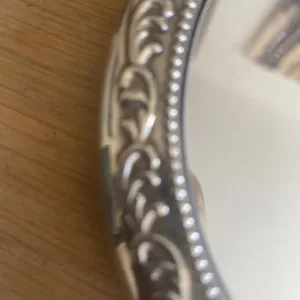 Antique silver plated hand mirror 9 x 5 inches very heavy - Image 8