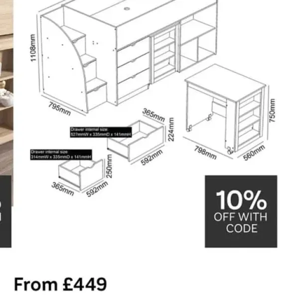 Mid sleeper Storage Bed - blue