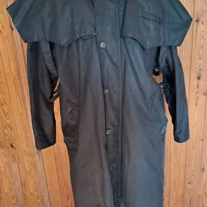 John Partridge vintage full length brown waxed cotton trench coat-Size M 40-42” chest.