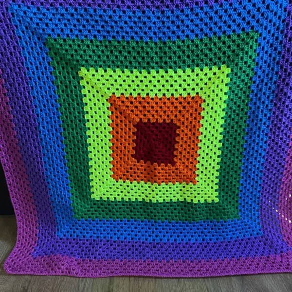 New Rainbow coloured crochet blanket-throw handmade aprox 40 inches square