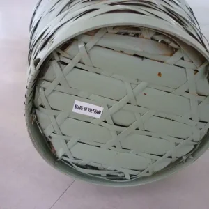 Large floor standing green wicker vase approx 2ft tall - Image 6