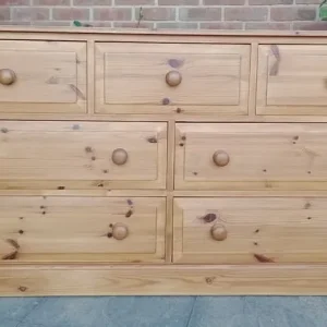 Solid Pine Chest Of Drawers 3 Over 4 Large Refurbished - Image 2