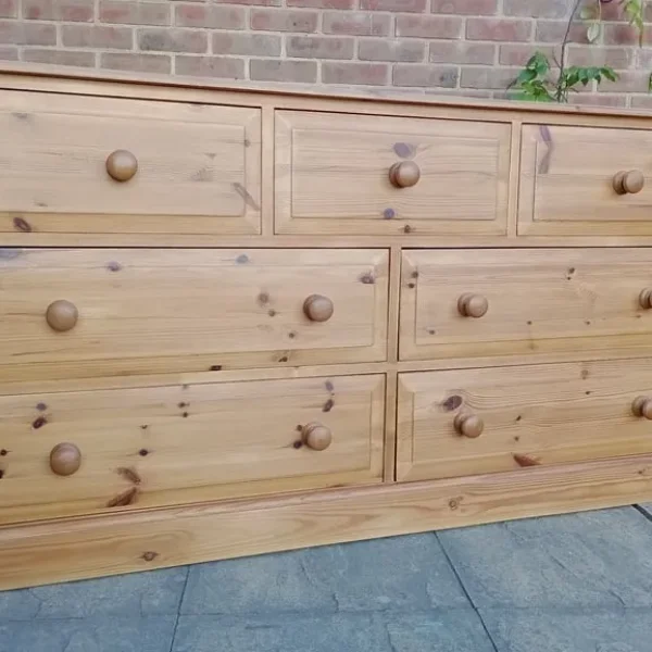 Solid Pine Chest Of Drawers 3 Over 4 Large Refurbished
