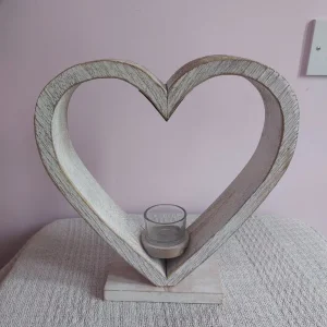 Rustic Wooden Heart Candle Holder - Image 2