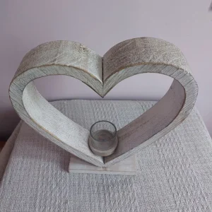Rustic Wooden Heart Candle Holder - Image 3