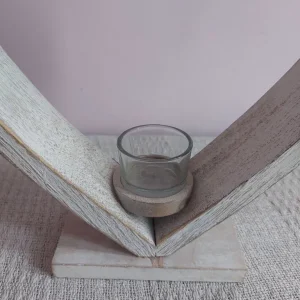 Rustic Wooden Heart Candle Holder - Image 4