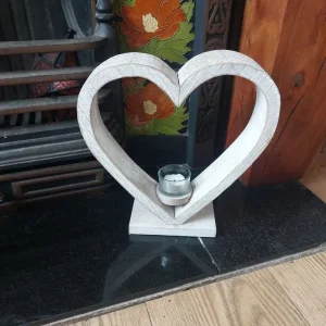 Rustic Wooden Heart Candle Holder - Image 5