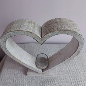 Rustic Wooden Heart Candle Holder - Image 6