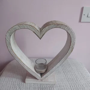 Rustic Wooden Heart Candle Holder - Image 7