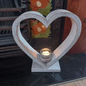 Rustic Wooden Heart Candle Holder