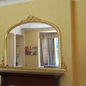 Vintage Antique Style Giltwood Overmantle Gold Framed Bevelled Edge Mirror 2 for sale - Image 2