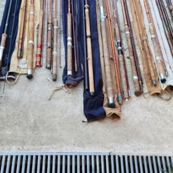 Job lot of fishing rods hardy, allcocks, milbro, e anglian rod co