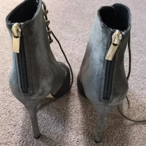 River Island Grey Suede Style Very High Heeled Ankle Boots size 5 - Image 2