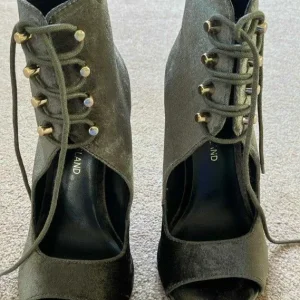 River Island Grey Suede Style Very High Heeled Ankle Boots size 5