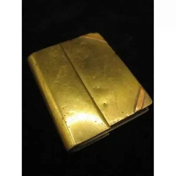 Antique WW1 Trench Art Lighter – Miniature Brass & Copper Book – 7cm
