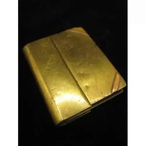 Antique WW1 Trench Art Lighter – Miniature Brass & Copper Book – 7cm