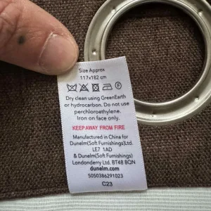 Dunelm Eyelet Pair of blackout Brown Curtains 117cm x 182cm - Image 3