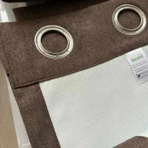 Dunelm Eyelet Pair of blackout Brown Curtains 117cm x 182cm - Image 4