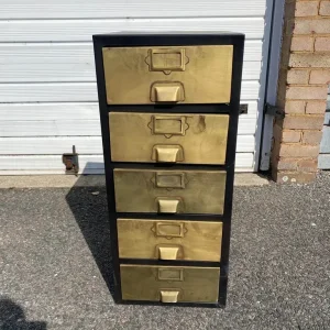 Vintage Metal Front 5-Drawer Filing Cabinet - Image 2