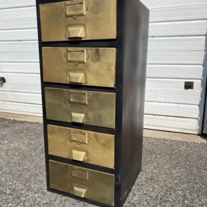 Vintage Metal Front 5-Drawer Filing Cabinet - Image 3