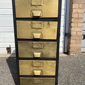 Vintage Metal Front 5-Drawer Filing Cabinet - Image 4