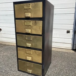 Vintage Metal Front 5-Drawer Filing Cabinet - Image 5