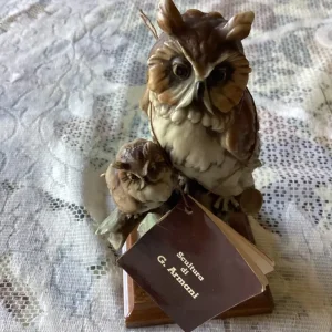 Owl and baby sculpture