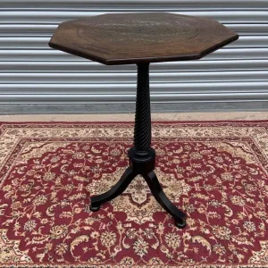 Antique brass inlay side table. - Image 2