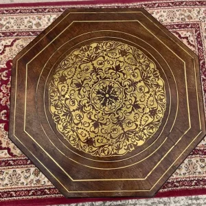 Antique brass inlay side table. - Image 3