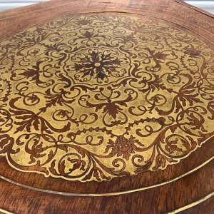 Antique brass inlay side table. - Image 4