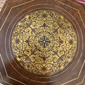 Antique brass inlay side table. - Image 6