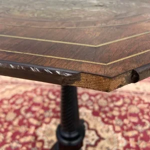 Antique brass inlay side table. - Image 7
