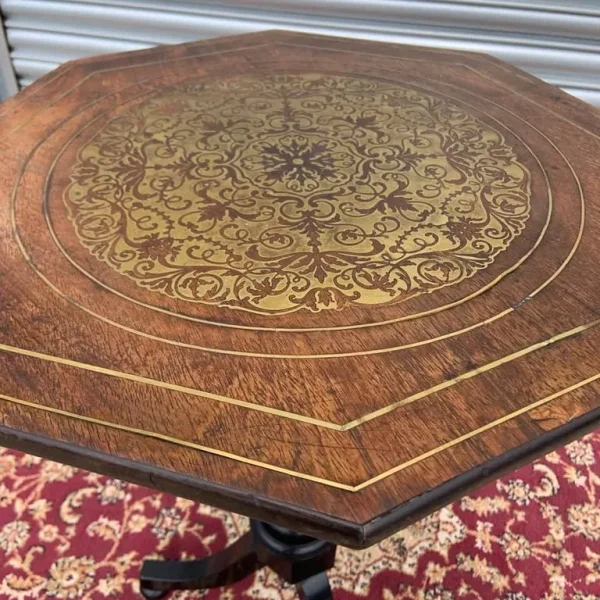 Antique brass inlay side table.