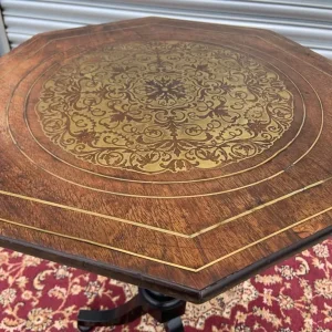 Antique brass inlay side table.