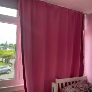 Pink full length curtains cost £90 new - Image 2