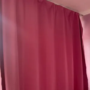 Pink full length curtains cost £90 new - Image 3