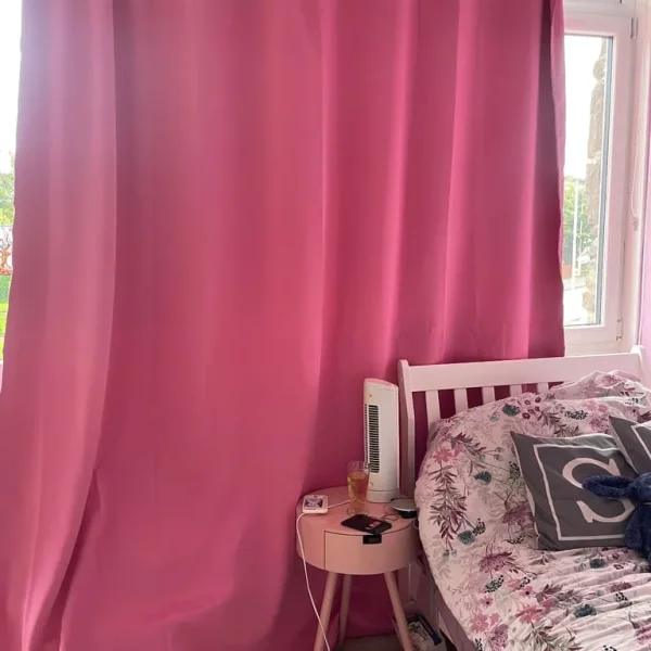 Pink full length curtains cost £90 new