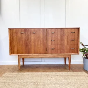 Midcentury Uniflex teak vintage sideboard record media cabinet G Plan era 🚚 - Image 4