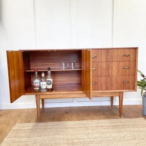 Midcentury Uniflex teak vintage sideboard record media cabinet G Plan era 🚚 - Image 6